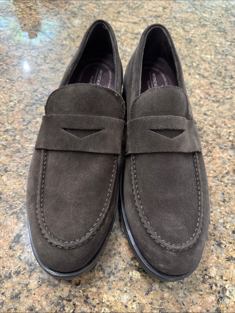 MENS ROCKPORT truth brown suede loafers 👞